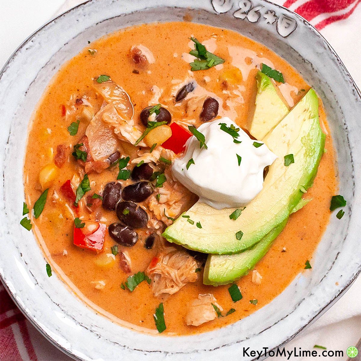 Chicken Enchilada Soup {Stove Top or Slow Cooker VIDEO} - Key To My Lime